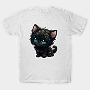 Kawaii Black Kitten T-Shirt